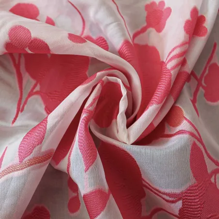 Jacquard Fiori - bianco fucsia | MADE IN ITALY
