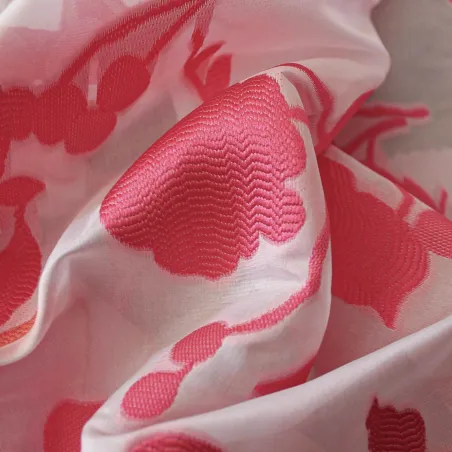 Jacquard Fiori - bianco fucsia | MADE IN ITALY