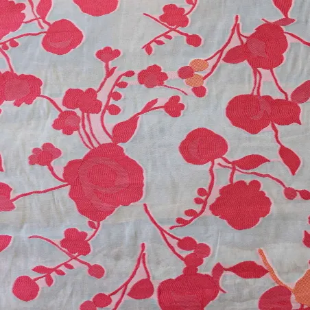 Jacquard Fiori - bianco fucsia | MADE IN ITALY