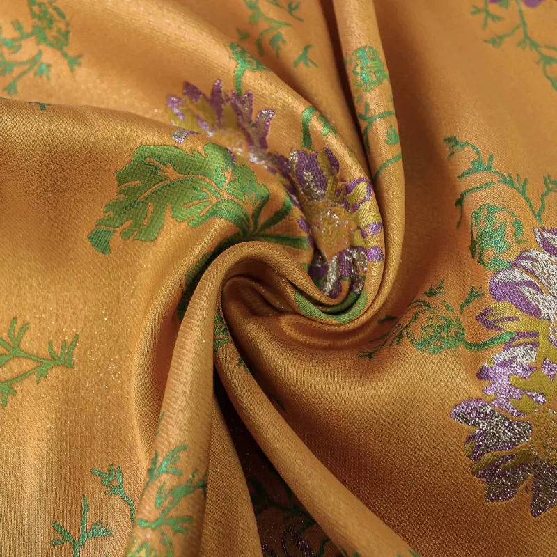 Jacquard Fiori - arancio fucsia verde | MADE IN ITALY