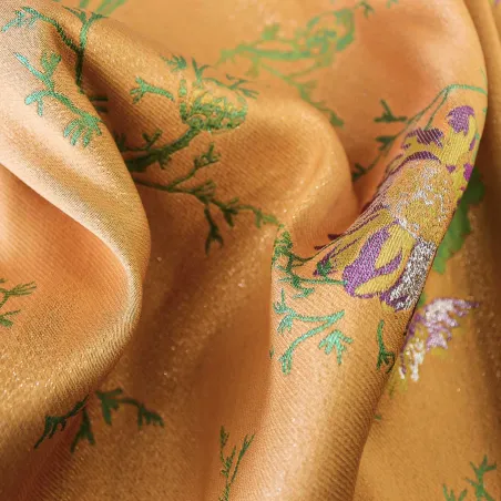 Jacquard Fiori - arancio fucsia verde | MADE IN ITALY