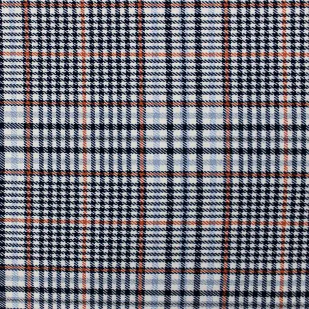 Tessuto Scozzese - Bianco Arancio Blu | OEKO-TEX
