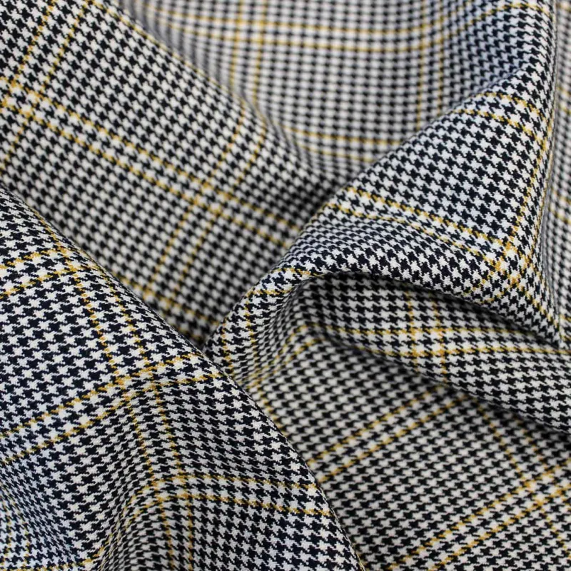 Tessuto Scozzese - Blu Bianco e Giallo | OEKO-TEX