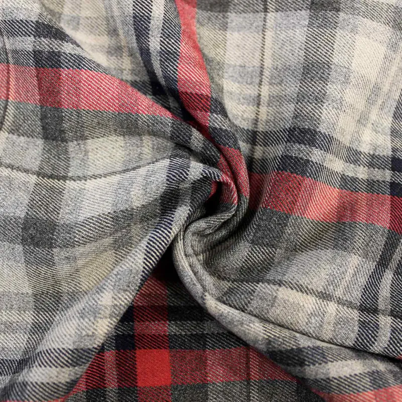 Tessuto Scozzese - Grigio Rosso Nero | OEKO-TEX