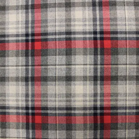 Tessuto Scozzese - Grigio Rosso Nero | OEKO-TEX