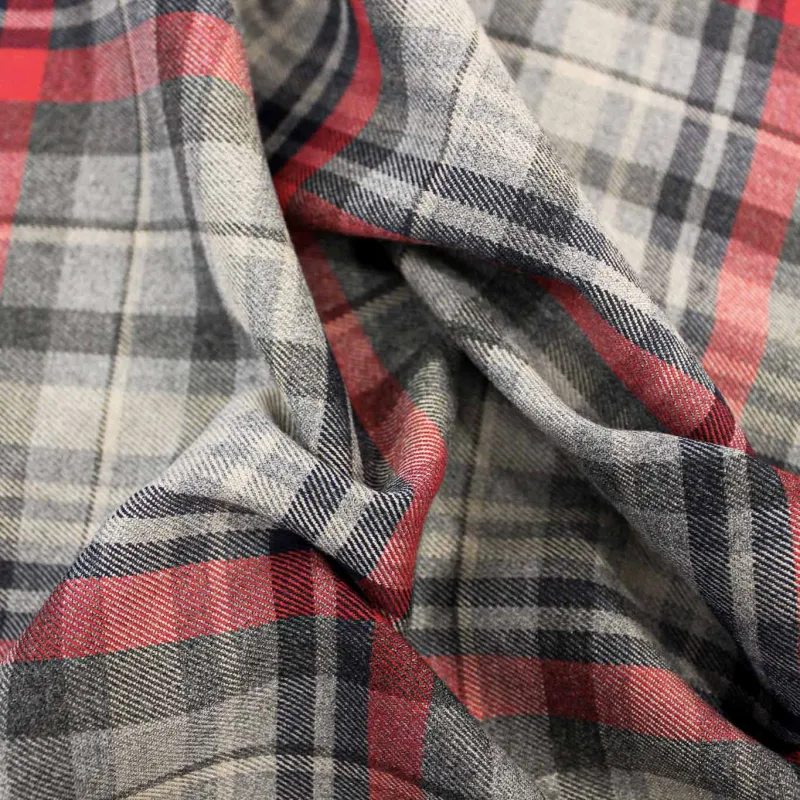 Tessuto Scozzese - Grigio Rosso Nero | OEKO-TEX