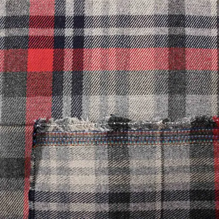 Tessuto Scozzese - Grigio Rosso Nero | OEKO-TEX