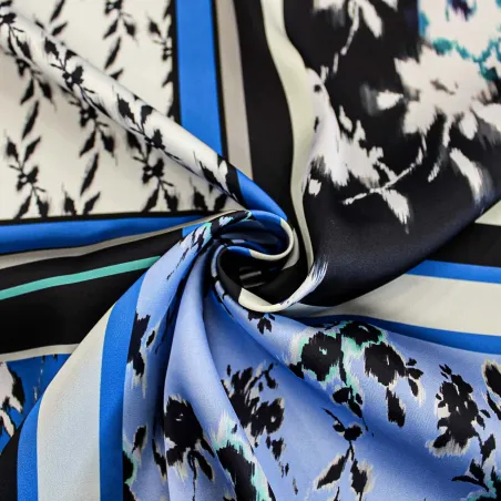 Raso Fantasia a Quadri Floreale | MADE IN ITALY