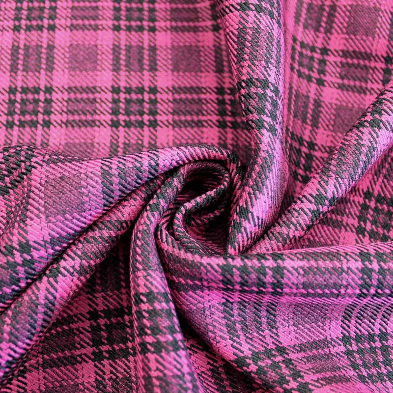 Tessuto Scozzese - Fucsia e Nero | ILTESSUTAIO