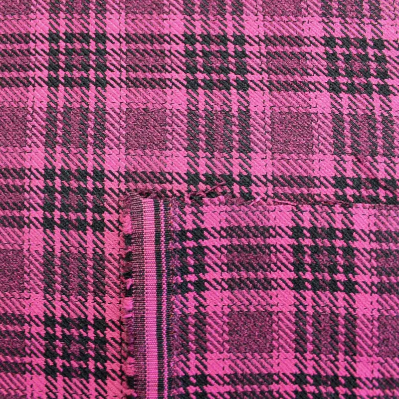 Tessuto Scozzese - Fucsia e Nero | ILTESSUTAIO