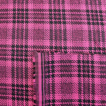 Tessuto Scozzese - Fucsia e Nero | ILTESSUTAIO