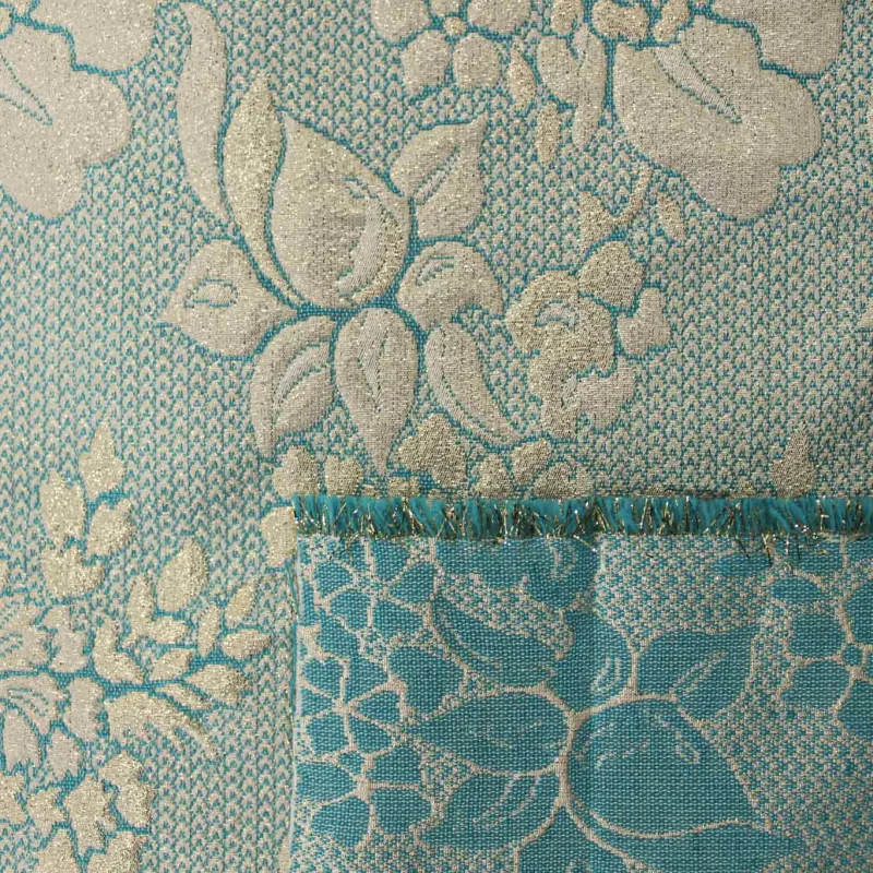Jacquard Fiori - Celeste e Oro | MADE IN ITALY