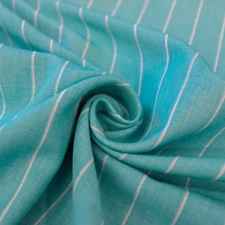 Tessuto Rigato in poliviscosa - Turchese | ILTESSUTAIO