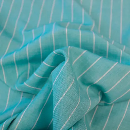Tessuto Rigato in poliviscosa - Turchese | ILTESSUTAIO