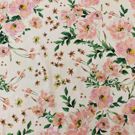 Tessuto fantasia fiori 100% Cotone | MADE IN ITALY