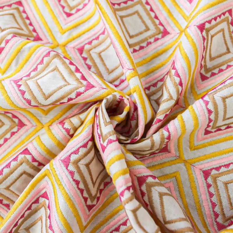 Tessuto cotone ricamato - Rombi | ILTESSUTAIO