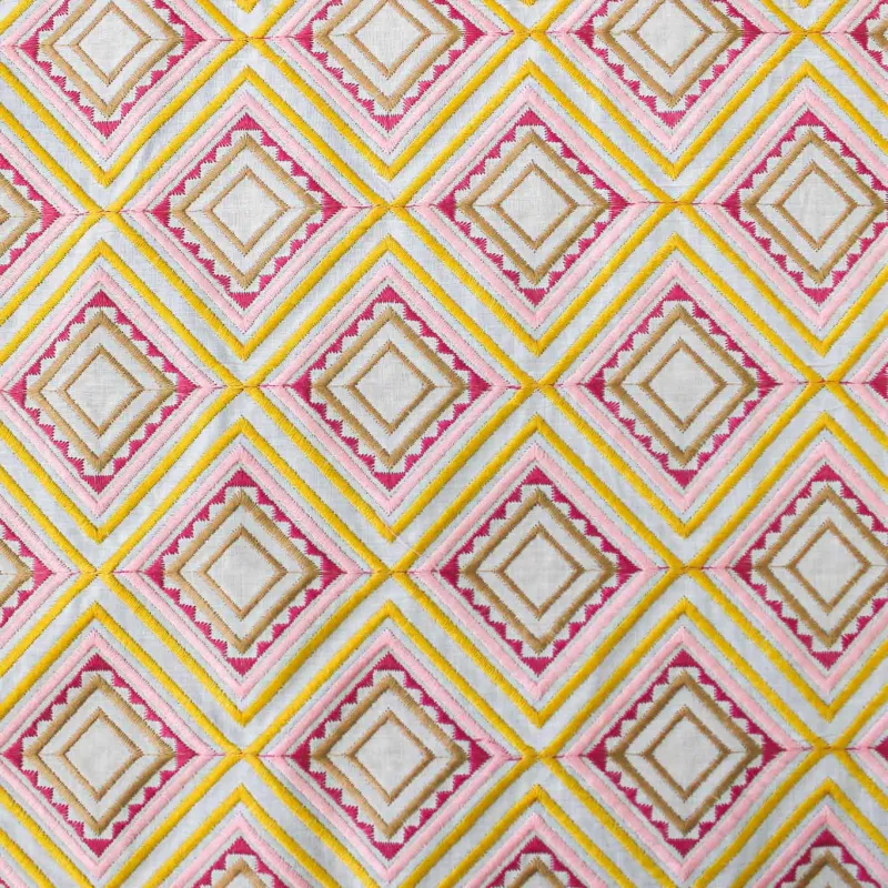 Tessuto cotone ricamato - Rombi | ILTESSUTAIO