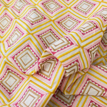 Tessuto cotone ricamato - Rombi | ILTESSUTAIO