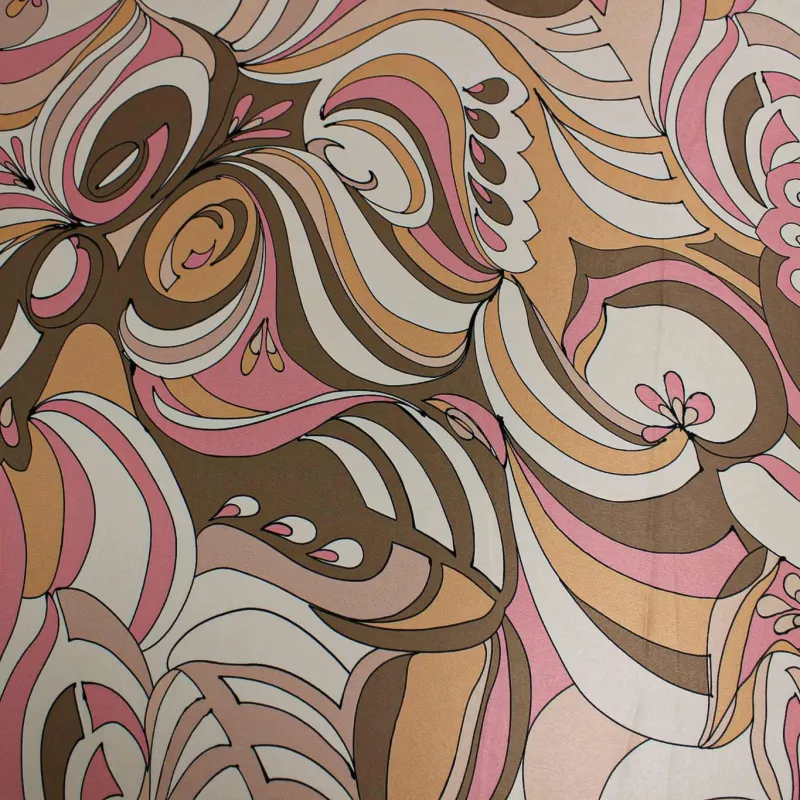 Raso con stampa floreale - Rosa Bianco Marrone | TESSUTI CERIMONIA