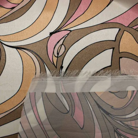 Raso con stampa floreale - Rosa Bianco Marrone | TESSUTI CERIMONIA