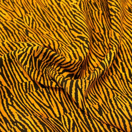 Tessuto Viscosa Stampata - Ocra e Nero | ILTESSUTAIO