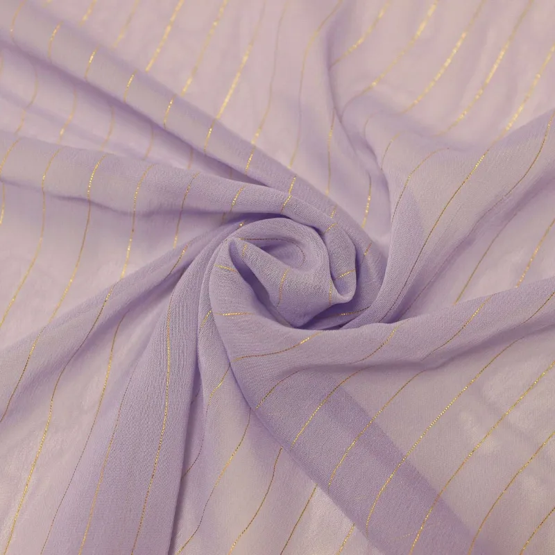 Tessuto Chiffon  gessato- Lilla e Oro | ILTESSUTAIO