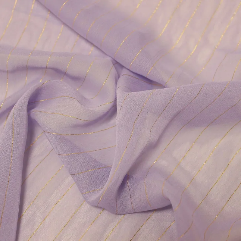 Tessuto Chiffon  gessato- Lilla e Oro | ILTESSUTAIO