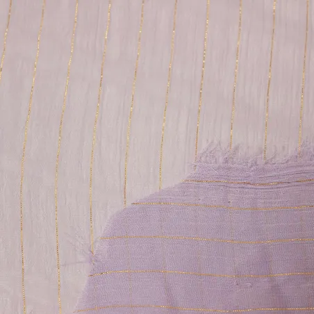 Tessuto Chiffon  gessato- Lilla e Oro | ILTESSUTAIO
