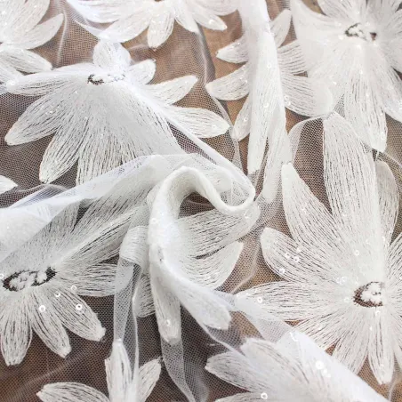 Tulle Ricamato con Fiori | TESSUTI CERIMONIA