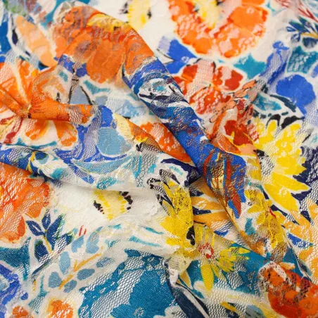 Pizzo tessuto con Stampa Floreale | ILTESSUTAIO