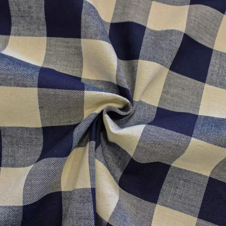 Tessuto Cotone a Quadri Blu e Bianco | ILTESSUTAIO