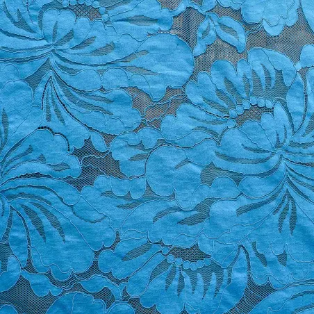 Pizzo tessuto con fiori Azzurro | ILTESSUTAIO