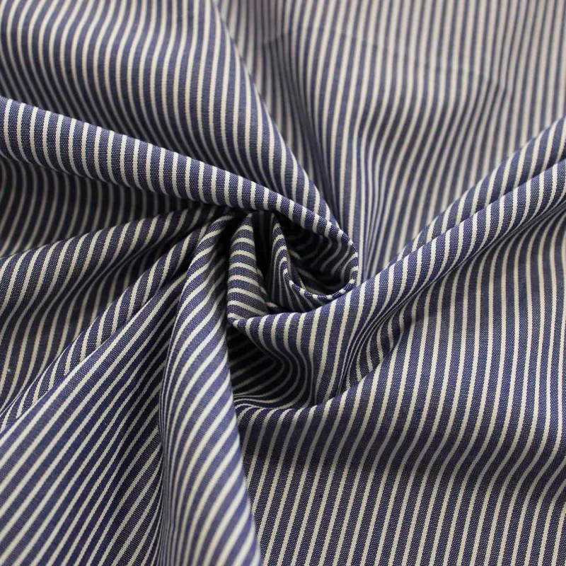 Popeline di cotone Millerighe Blu e Bianco | ILTESSUTAIO