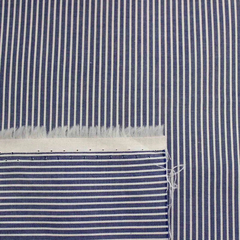 Popeline di cotone Millerighe Blu e Bianco | ILTESSUTAIO