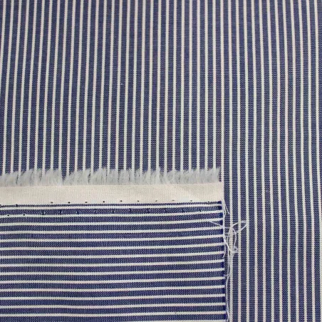 Popeline di cotone Millerighe Blu e Bianco | ILTESSUTAIO