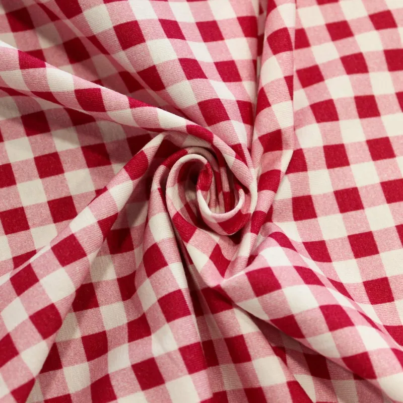 Jersey di Cotone Fantasia Vichy- Fucsia | ILTESSUTAIO