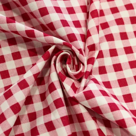 Jersey di Cotone Fantasia Vichy- Fucsia | ILTESSUTAIO