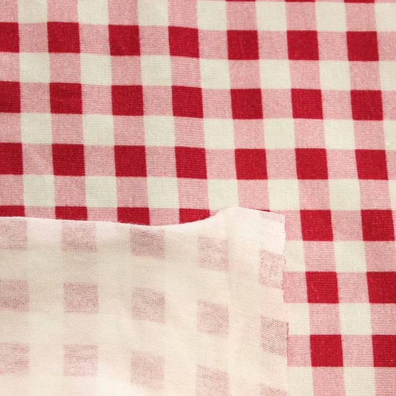 Jersey di Cotone Fantasia Vichy- Fucsia | ILTESSUTAIO