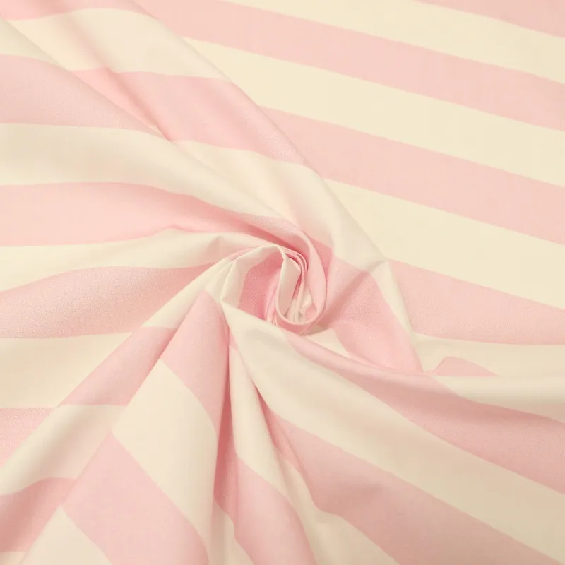 Tessuto Cotone Rigato Rosa e Bianco | ILTESSUTAIO