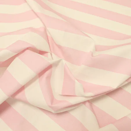 Tessuto Cotone Rigato Rosa e Bianco | ILTESSUTAIO