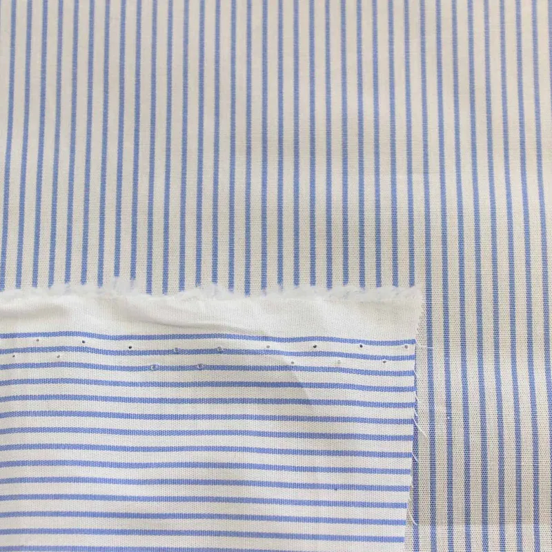 Popeline di cotone Millerighe Bianco e Celeste | ILTESSUTAIO