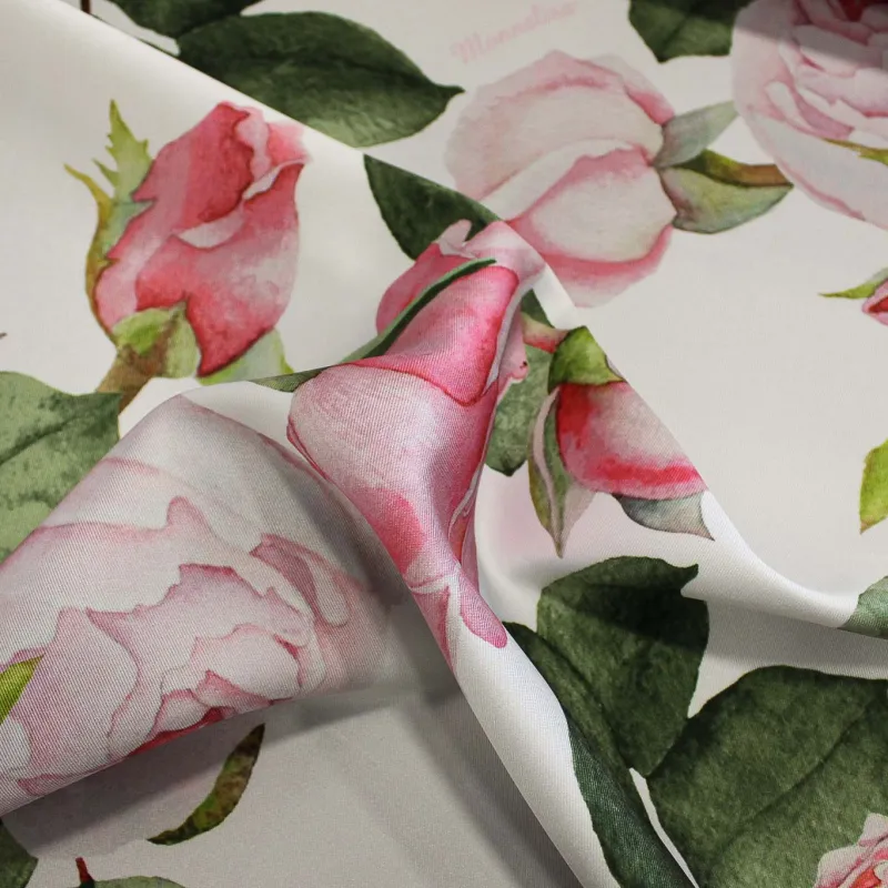 Mikado Tessuto Stampa Rose | DEADSTOCK