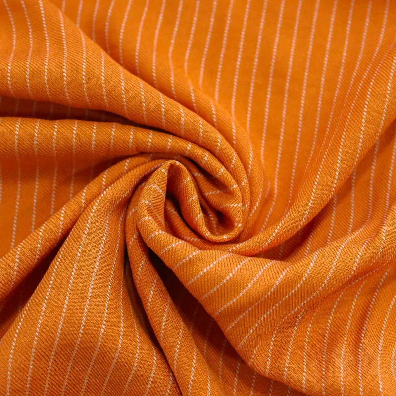 Tessuto Viscosa Gessato Arancione | DEADSTOCK