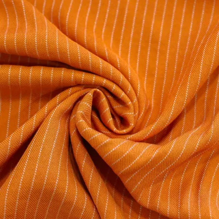 Tessuto Viscosa Gessato Arancione | DEADSTOCK
