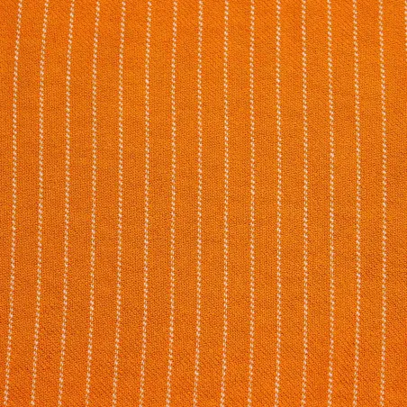 Tessuto Viscosa Gessato Arancione | DEADSTOCK