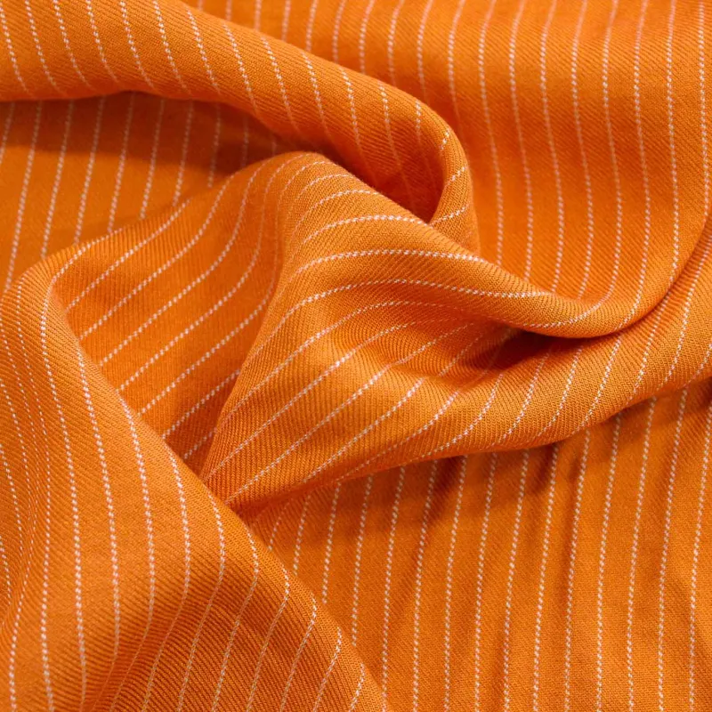 Tessuto Viscosa Gessato Arancione | DEADSTOCK