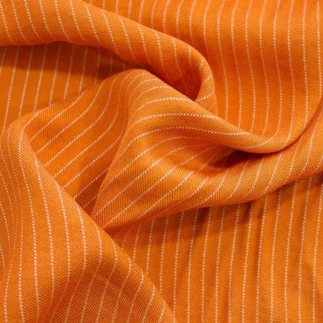 Tessuto Viscosa Gessato Arancione | DEADSTOCK