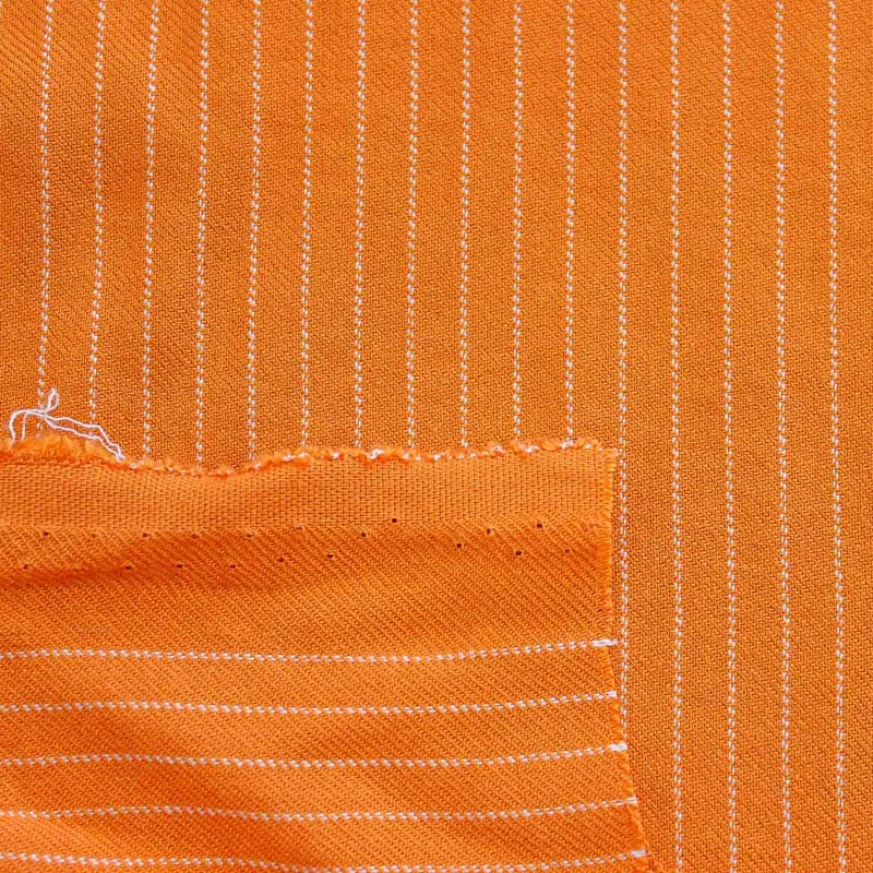 Tessuto Viscosa Gessato Arancione | DEADSTOCK