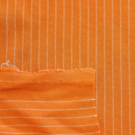 Tessuto Viscosa Gessato Arancione | DEADSTOCK