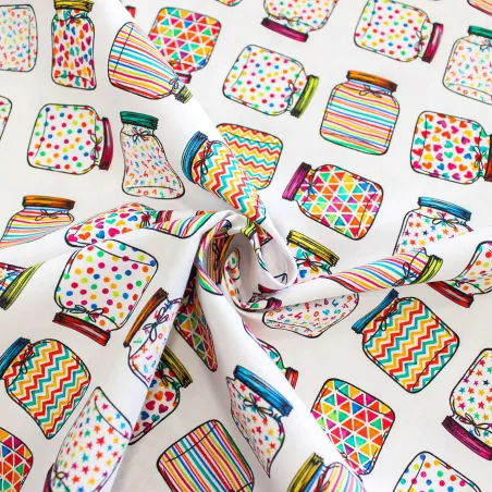 Tessuto di cotone fantasia Barattoli | TESSUTI PER BAMBINI